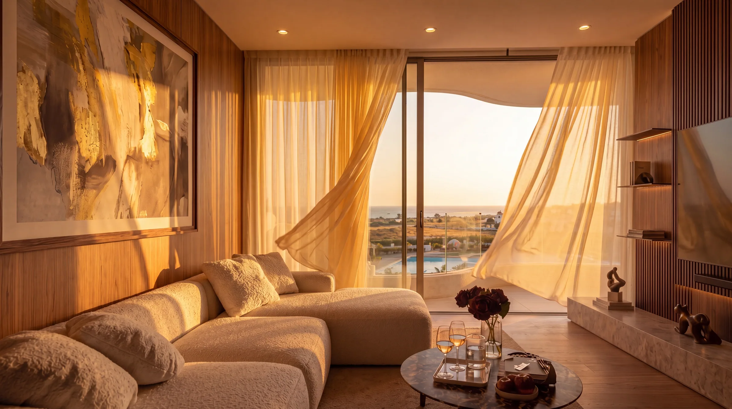 Living space at sunset in Larnaca
