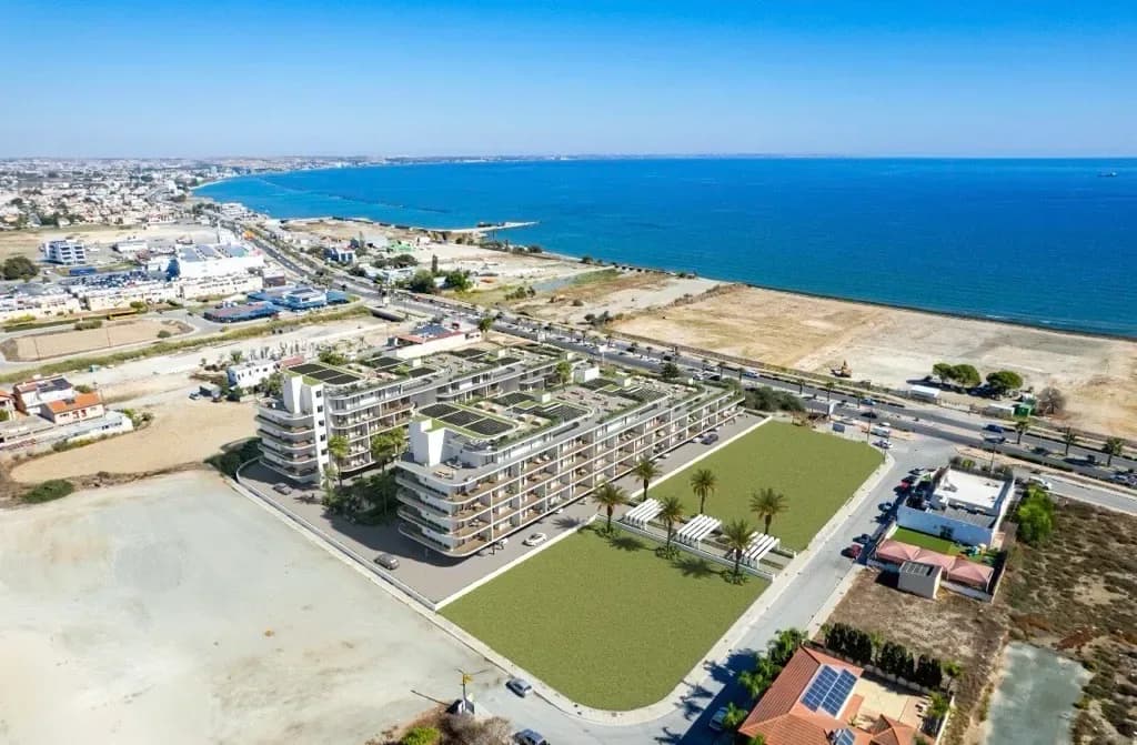 The site of Eleftheria Seaside Living from the air, by the sea